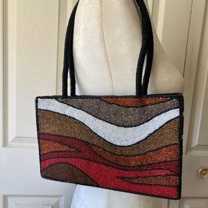 Multi color beaded handbag